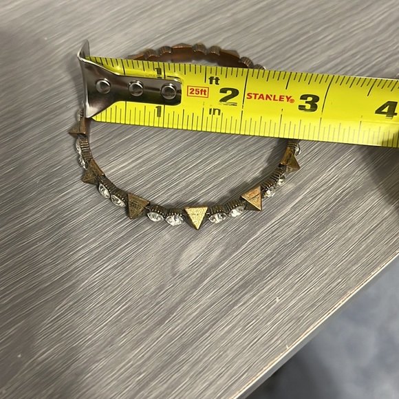 Vintage Gold or Bronze Bangle Bracelet with Pyramids and CZ Diamonds, EUC - Picture 6 of 6